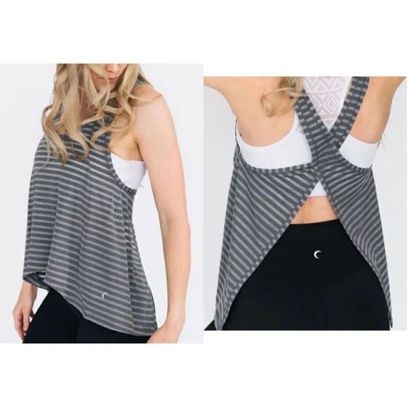Zyia Active Nimbus Gray Split Back Tank Top Medium - Picture 1 of 9